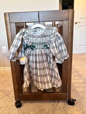 Girls Plaid Smocked Holiday Dress